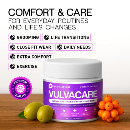 Pharmapulse Vaginal Moisturizer, Vulva Balm Cream, Intimate Skin Care, Menopause Support - Relieves Dryness, Itching, Burning, Redness, Chafing, Odor, Irritation - Estrogen Free 2oz Pharmapulse buy supplements Au