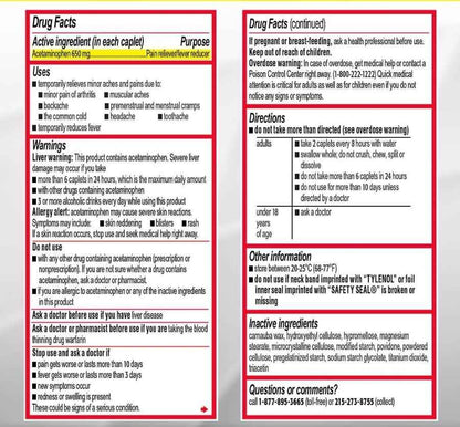 Tylenol Arthritis Pain Extended Release Tablets with Acetaminophen for Joint Pain, 290 Caplets (Pack of 2) (Package May Vary)
