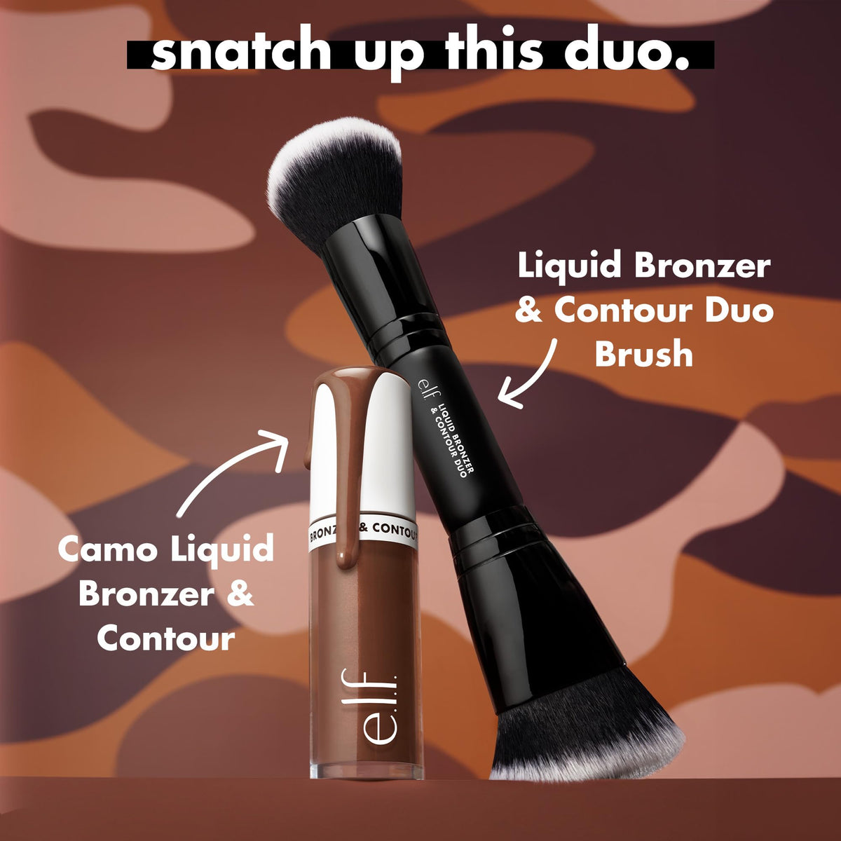 e.l.f. Liquid Bronzer & Contour Duo Brush, Silky Highly Pigmented Formula with Dual-ended Makeup Brush, Synthetic Bristles, 100% Vegan and Cruelty-Free e.l.f.Buy Supplements Australia