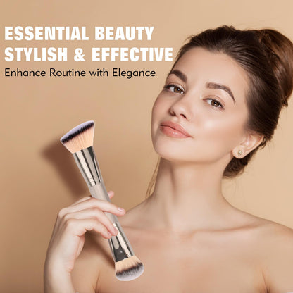 Dual-Ended Foundation Brush: Round & Angled Pro-Grade makeup brushes, 100% Vegan Synthetic Makeup Brush for Flawless Blending and Application of Liquid, Powder, Cream, Blush dpollaBuy Supplements Australia