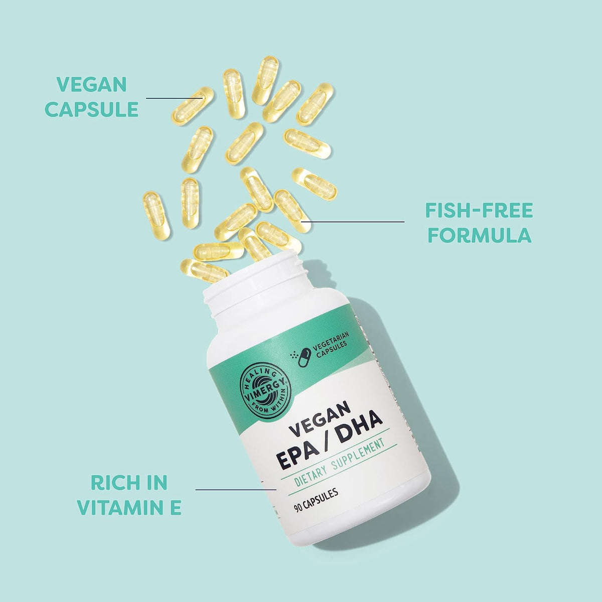 Vimergy EPA/DHA – Promotes Brain & Eye Health* – Supports Joints & Cardiovascular Health* – Kosher, Vegan & Gluten-Free – 90 Capsules