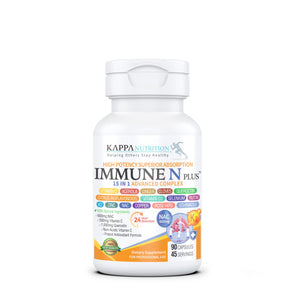 (90 Capsules), NAC 600mg, Quercetin 1,000mg, Vitamin C 500mg, Zinc 50mg, Vitamin D3 5,000iu, Selenium, Copper, Acerola, Ginger, Rutin, Citrus Bioflavonoids, Rose Hips, Echinacea, Immune N Plus 15 in 1 KAPPA NUTRITION buy supplements Au