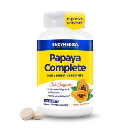 Enzymedica Papaya Complete - Papaya Enzymes Chewable, Digestive Enzyme Supplement for Women and Men, Digestion & Gut Health Support, High Potency Bromelain & Papain, Vegan, Gluten Free - 120 Tablets