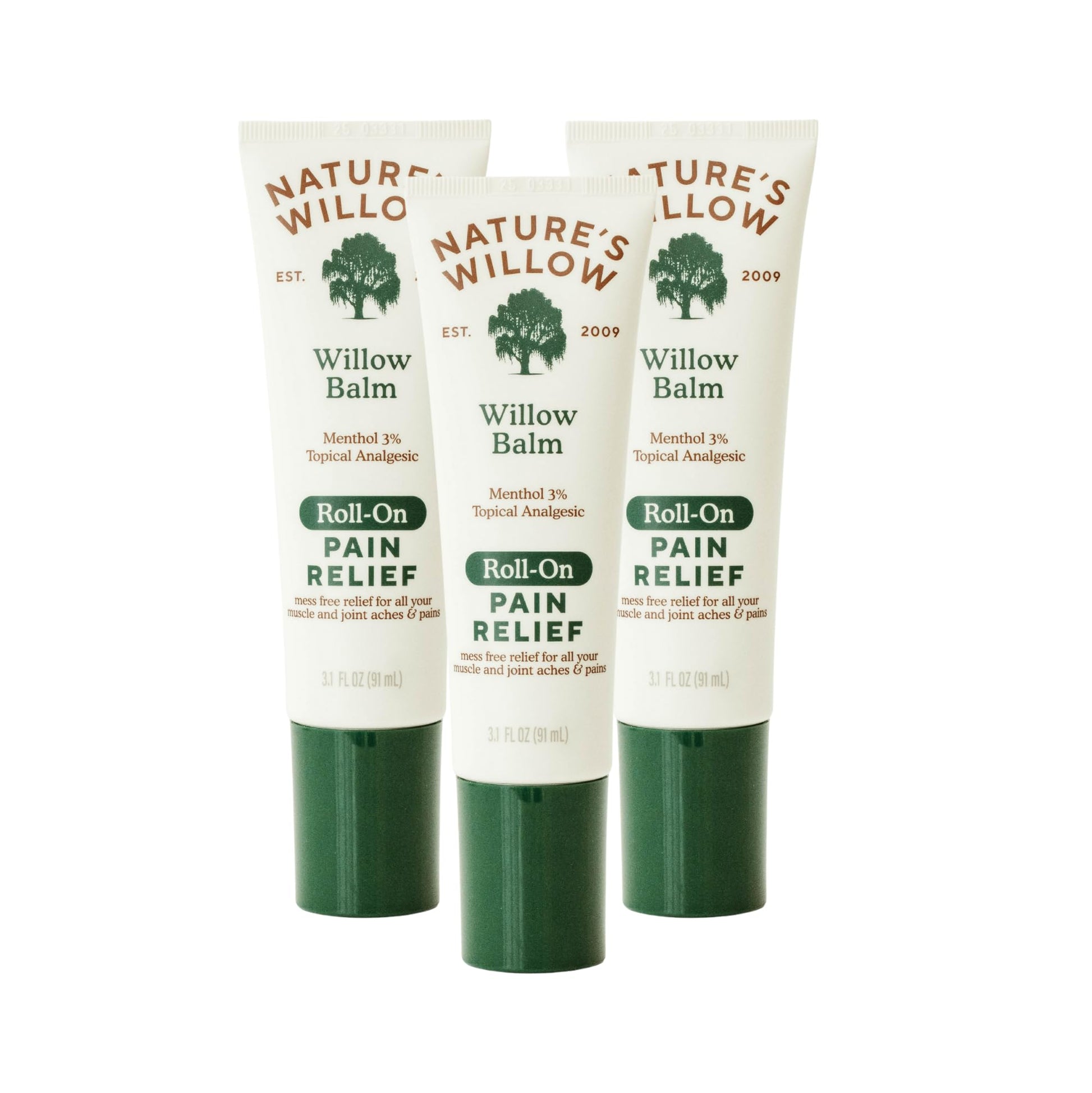 NEW Nature's Willow ROLL-ON Pain Relief | Fast-Acting, No-Mess Relief for Back, Neck, Knees & Joints | Willow Bark & Menthol | Clean, Fresh Scent | No Dyes or Artificial Fragrance | 3.1 fl oz | 3-Pack Nature's WillowBuy Supplements Australia