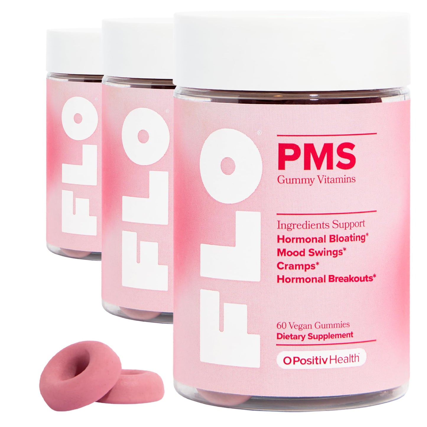 FLO PMS Gummies for Breakouts, Bloating, Cramps, & Mood – 30-Day Supply