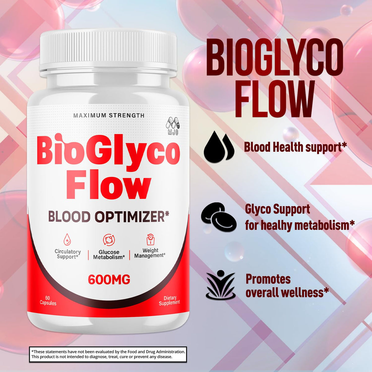 BioGlyco Flow Capsules, Official BioGlyco Flow Pills with All Natural Ingredients, Advanced Overall Health & Wellness Support in a Vitamin Supplement with Maximum Strength Multivitamins (60 Capsules) MJOBuy Supplements Australia