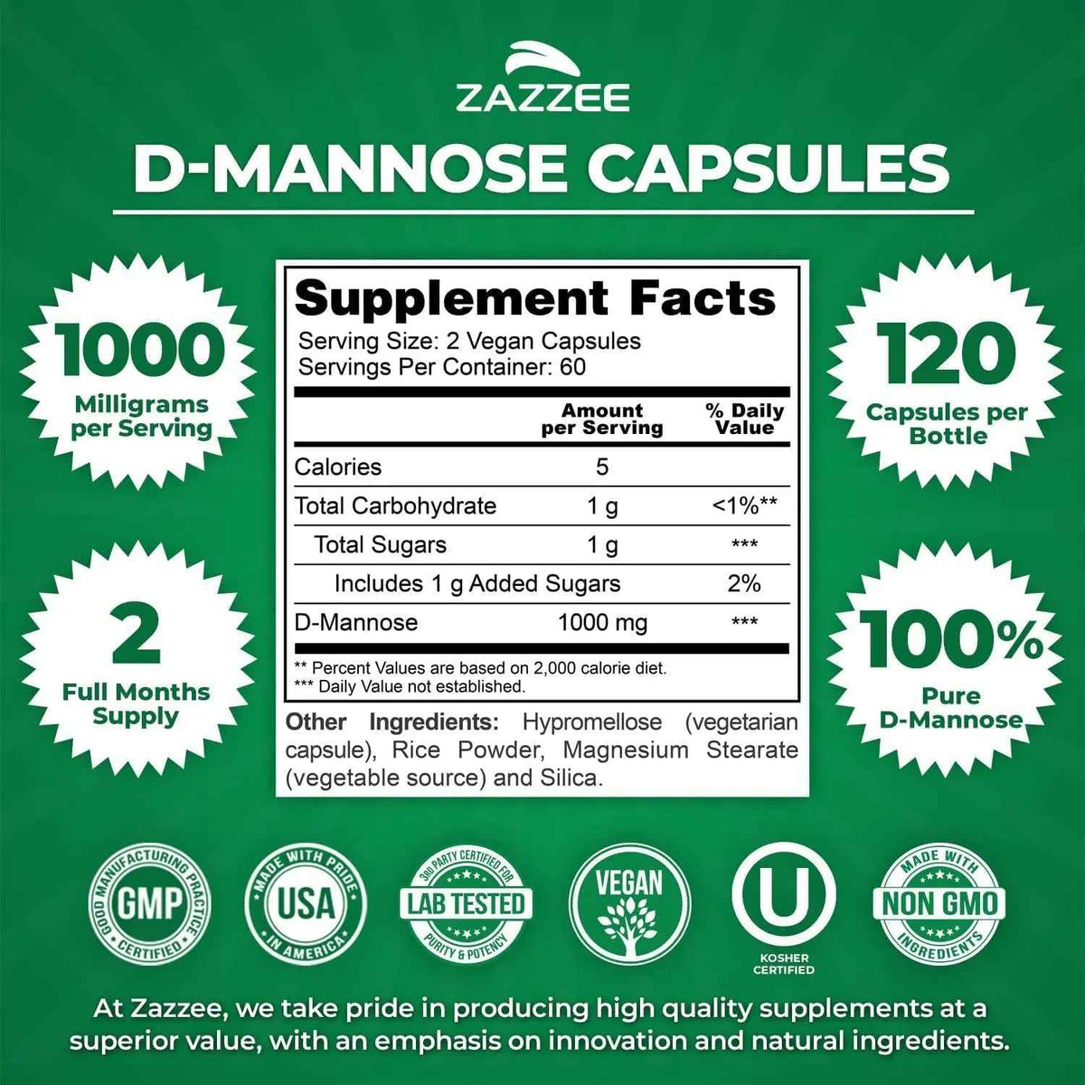 Zazzee Ultimate Urinary Tract Support Bundle | Super Concentrated Proanthocyanidin Cranberry Extract Capsules Plus D-Mannose 1000mg Capsules for UT & Bladder Cleansing (60 Servings Each)