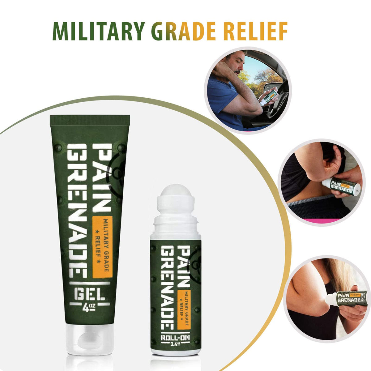 Plant Powered Roll-On Gel by Pain Grenade - Cooling and Warming Gel with Arnica, Menthol, Camphor, Glucosamine, and Other All Natural Botanicals - 3 - Pack M PAIN MANAGEMENT TECHNOLOGIESBuy Supplements Australia