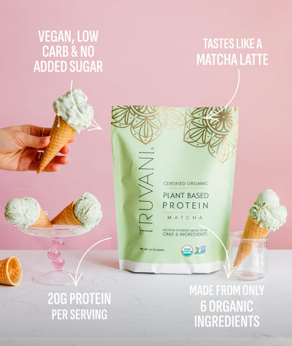 Truvani Organic Plant Based Protein Powder | Vanilla Chai | 10 Servings | Vegan | 20g Pea Protein | Keto | Gluten & Dairy Free | Low Carb | No Added Sugar