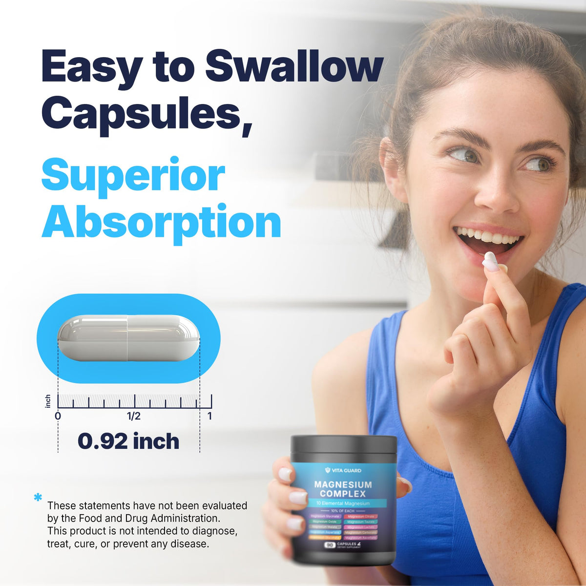 Vita Guard Magnesium Complex 1480mg – 10-in-1 with Glycinate, Citrate, Malate & More – High Absorption – Sleep, Muscle, Nerve & Heart Support – 90 Vegan Capsules – Non-GMO, Gluten-Free, No Sugar Vita Guard buy supplements Au