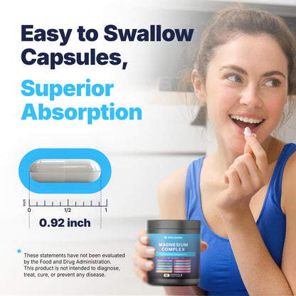 Vita Guard Magnesium Complex 1480mg – 10-in-1 with Glycinate, Citrate, Malate & More – High Absorption – Sleep, Muscle, Nerve & Heart Support – 90 Vegan Capsules – Non-GMO, Gluten-Free, No Sugar Vita Guard buy supplements Au
