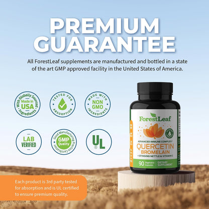 ForestLeaf Immune Support Supplement with Vitamin C + Quercetin for Immunity - Immune Boosters for Adults with Liposomal VIT C, Quercetin & Stinging Nettle - 2 in 1 Immune System Defense Booster