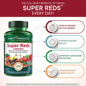 Purity Products Super Reds Capsules Formula (20+ Organic Super Fruits and Berries) Certified Organic Phytonutrients - 90 Capsules Purity ProductsBuy Supplements Australia