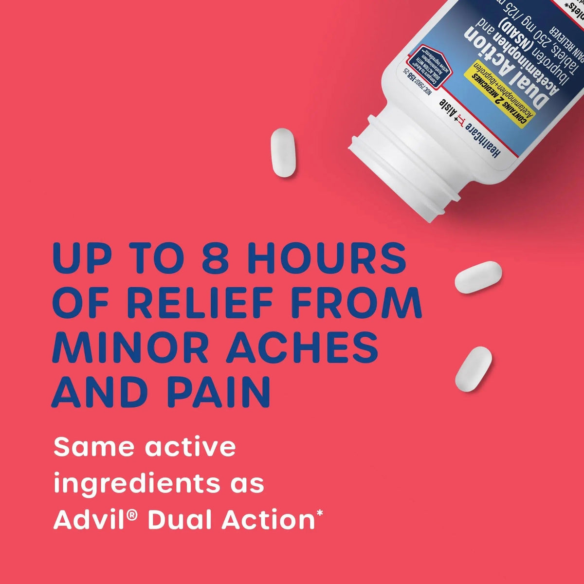 HealthCareAisle Dual Action Acetaminophen and Ibuprofen (NSAID) Tablets, 250 mg /125 mg Pain Reliever - 250ct Caplets HealthCareAisleBuy Supplements Australia