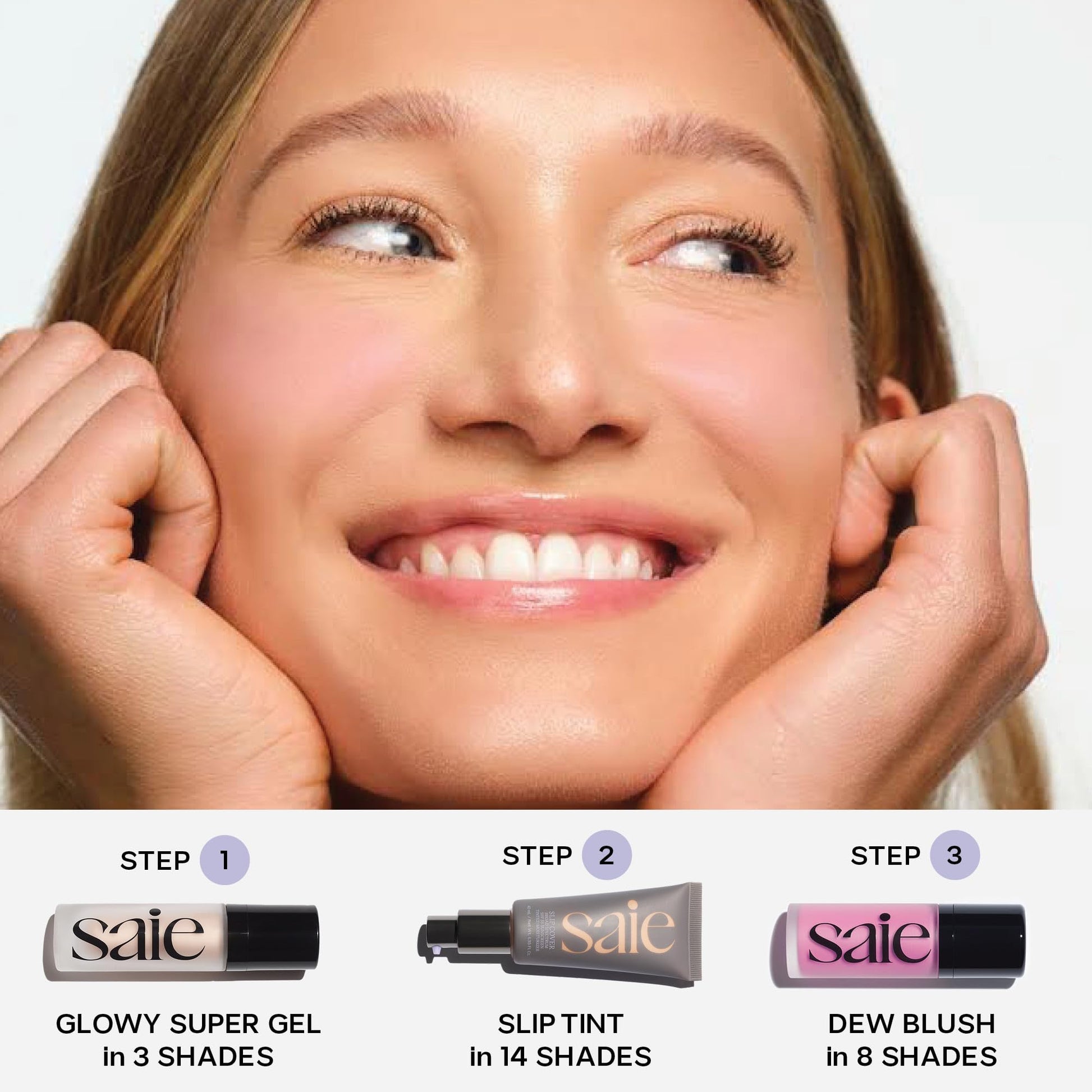 Saie Mini Glowy Super Gel Lightweight llluminator & Makeup Primer - Sunglow (0.5 oz) + Dew Blush - Lightweight Liquid Blush with a Blendable + Buildable Cream Finish - Sweetie (.40 oz) SaieBuy Supplements Australia