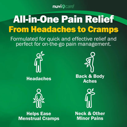 NUVICARE Headache Relief with Acetaminophen 250 mg, Aspirin (NSAID) 250 mg, Caffeine 65 mg - Temporary Relief of Minor Aches & Pains - Compare to Excedrin Extra Strength Pain Reliever (2 Pack) NUVICAREBuy Supplements Australia