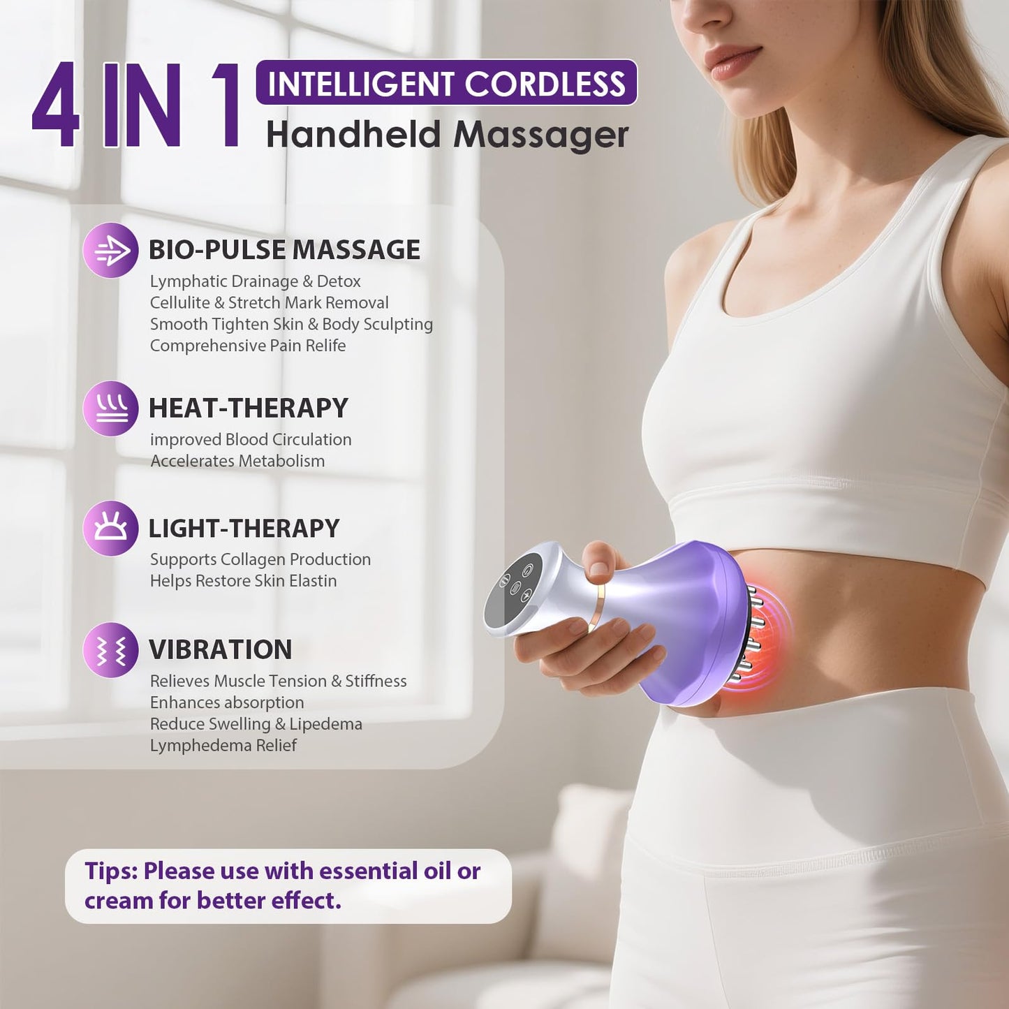 Lymphatic Drainage Massager, Anti Cellulite Massage Tool For Thigh & Belly Stretch Marks & Cellulite Reduction, Handheld Massage tools for Sciatica Nerve, Legs, Arms, Hip, Muscle, Low Back Pain Relief AIHEU buy supplements Au