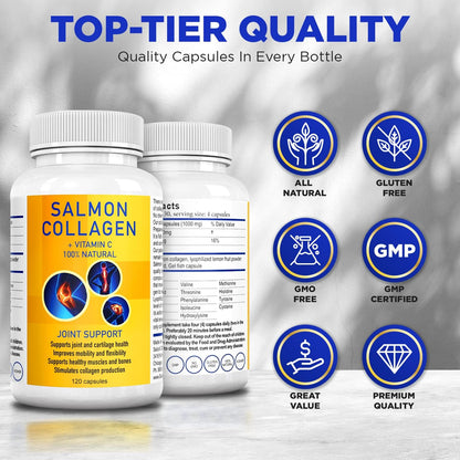 Salcoll Premium Marine Collagen Capsules, 120 Count, Fish Collagen Supplement for Joint Support, Skin, Hair & Nails Salcoll buy supplements Au