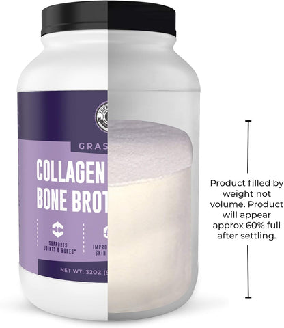 Left Coast Performance Collagen Bone Broth Powder 2lb, Bone Broth with Grass Fed Collagen Peptides. Unflavoured, Grass Fed, Hydrolyzed Beef, Zero Carb, Dairy Free Protein Powder. 64 Servings