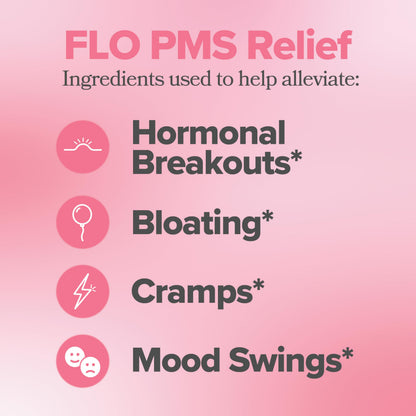 FLO PMS for Hormonal Breakouts, Bloating, Cramps, & Mood – 30-Day Supply