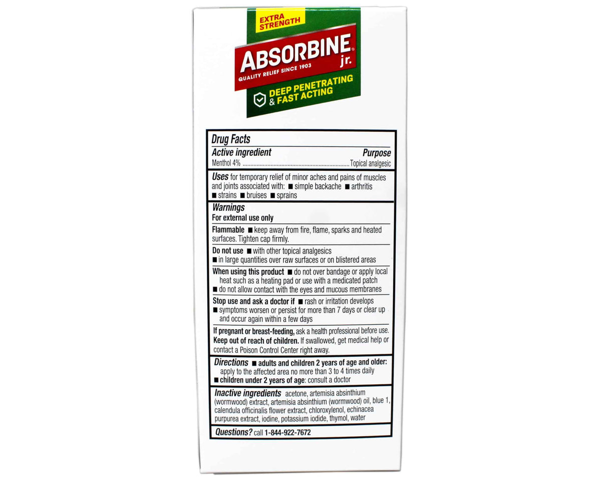 ABSORBINE JR. Extra Strength Pain Relieving Liquid, for Muscle, Joints, Arthritis Pain, with No-Mess Applicator, 4 Oz (Pack of 3)