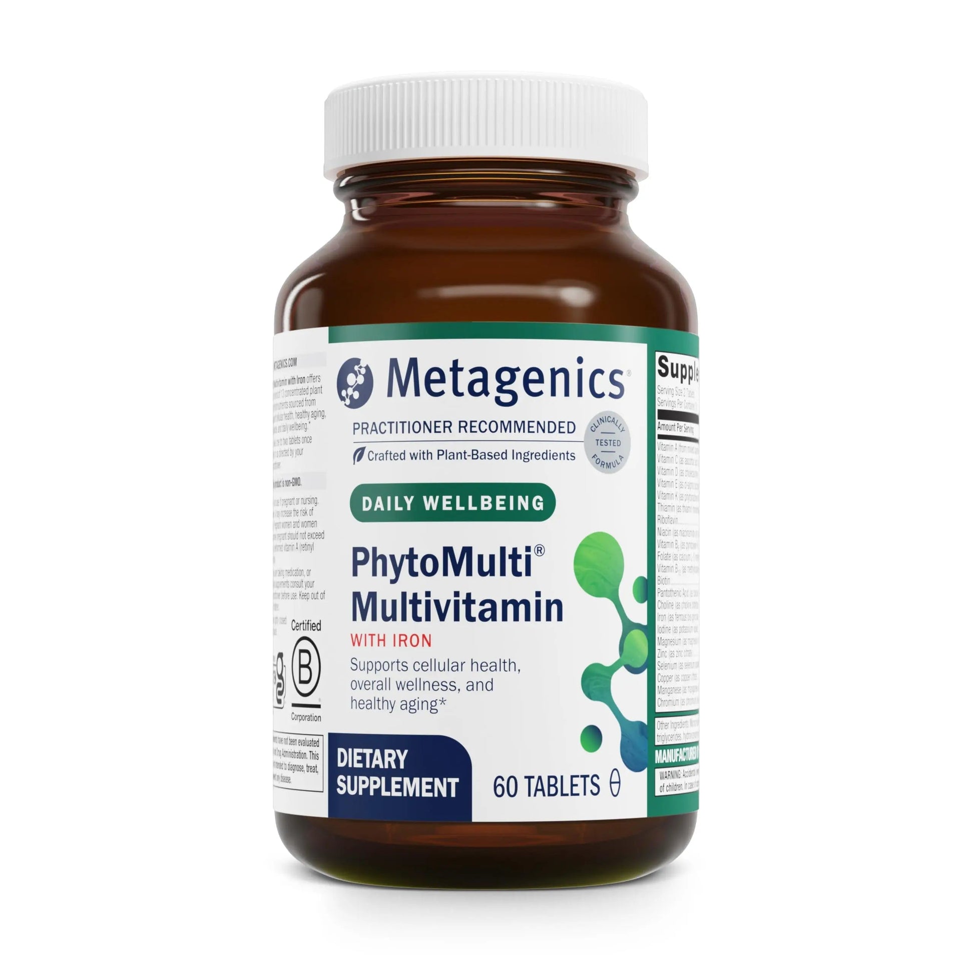 Metagenics PhytoMulti with Iron - Daily Multivitamin for Men & Women with Phytonutrients* - Methylfolate, Vitamins AK, Zinc & B6 Metagenics