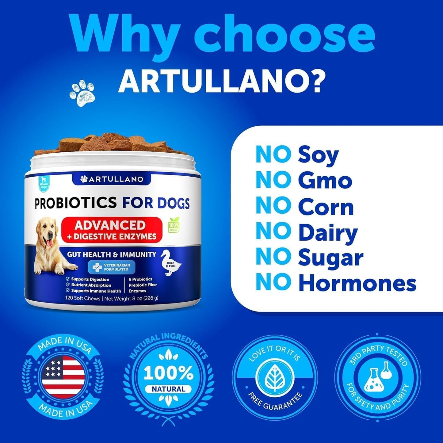Probiotics + Salmon Oil for Dogs Bundle - Dog Probiotics and Digestive Enzymes with Prebiotics for Gut Health, Itchy Skin, Allergies, Immunity, Yeast Balance - Wild Alaskan Salmon Oil for Dogs Skin an