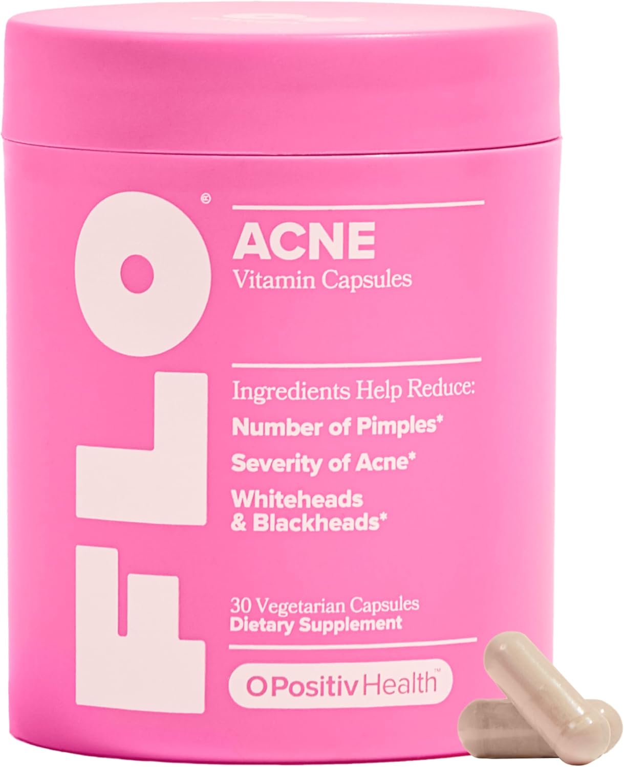 FLO Acne Supplement for Clearer Skin with Zinc & Vitamin E – 30-Day Supply
