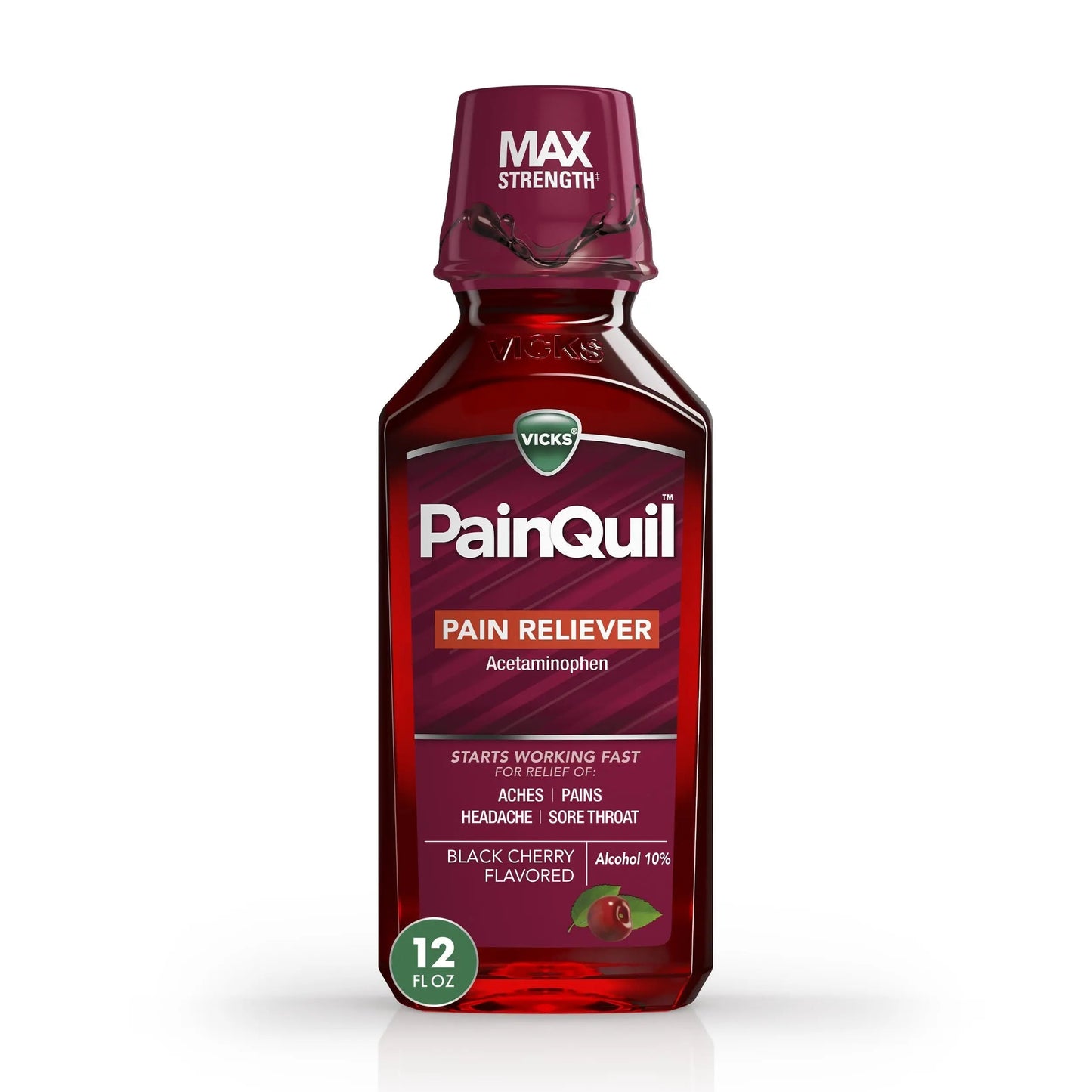 Vicks PainQuil Pain Relief Acetaminophen 1000mg Max Strength‡ Adult Pain Reliever Liquid 12oz, Backache Headache Relief, 1 Daytime Pain Reliever VicksBuy Supplements Australia
