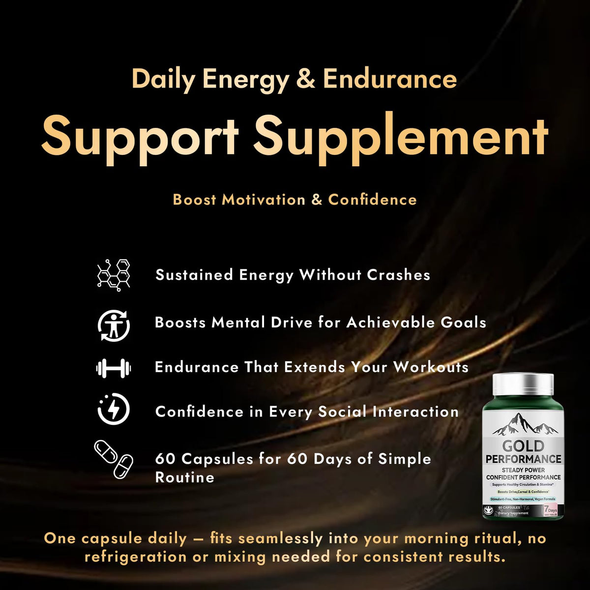 Quantum Gold Performance Capsulas – Daily Energy & Endurance Support Supplement | Boost Motivation & Confidence | 60 Capsules(1PC) ultimapeakBuy Supplements Australia