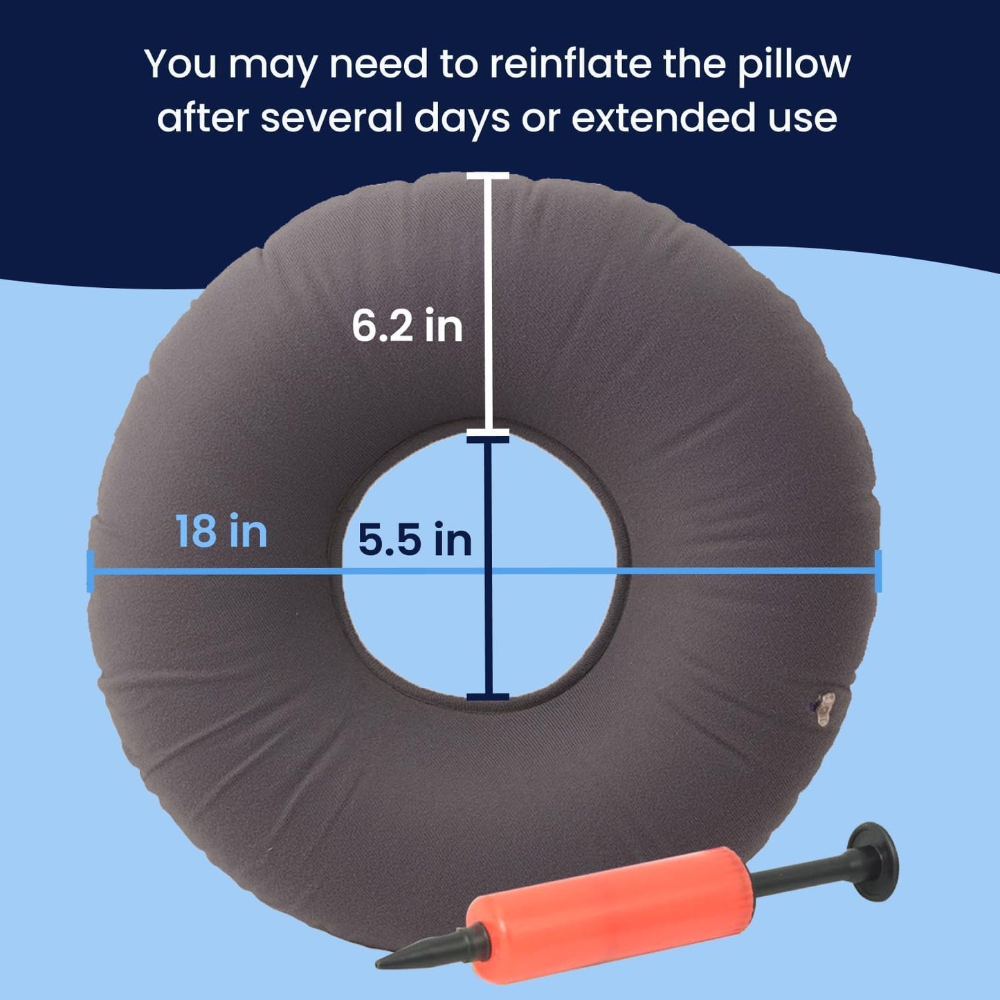 Dr. Frederick’s Original Inflatable Donut Pillow - 18" Seat Cushion for Tailbone Pain, Hemorrhoids & Bed Sores – Doctor-Developed for Postpartum, Prostatitis & Travel - Odor-Free, Durable Vinyl - Gray Dr. Frederick's OriginalBuy Supplements Australia