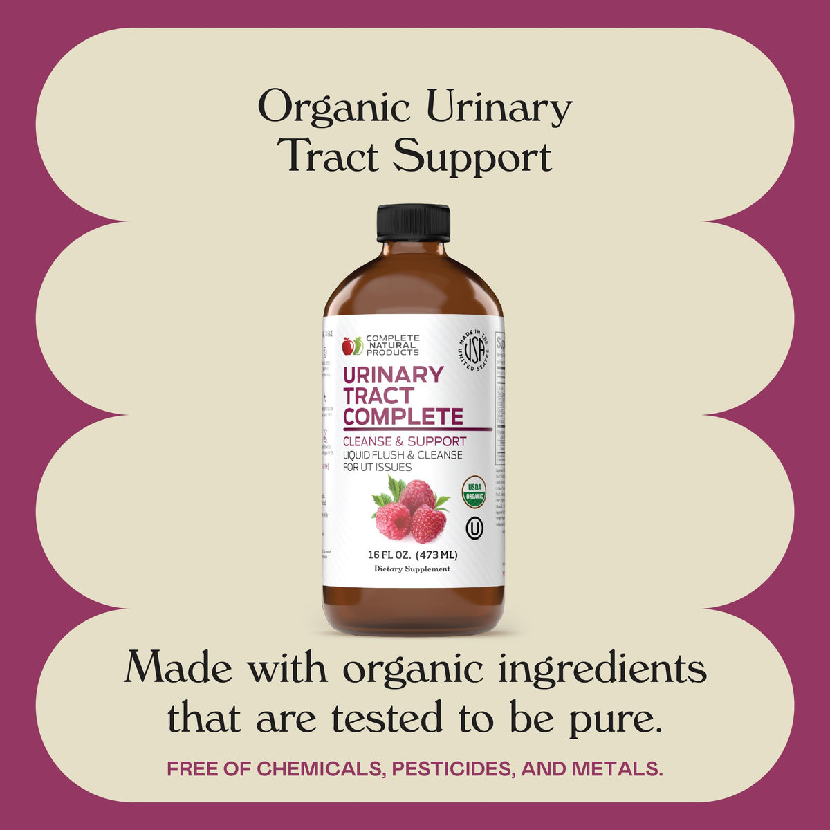 Supplement Product​Complete Natural Urinary Tract Complete 8oz - Liquid Supplement for Urinary Tract Health with Organic Cranberry, D-Mannose, Beet Root, Fennel Seed, and Turmeric - GlowUpCaUSA