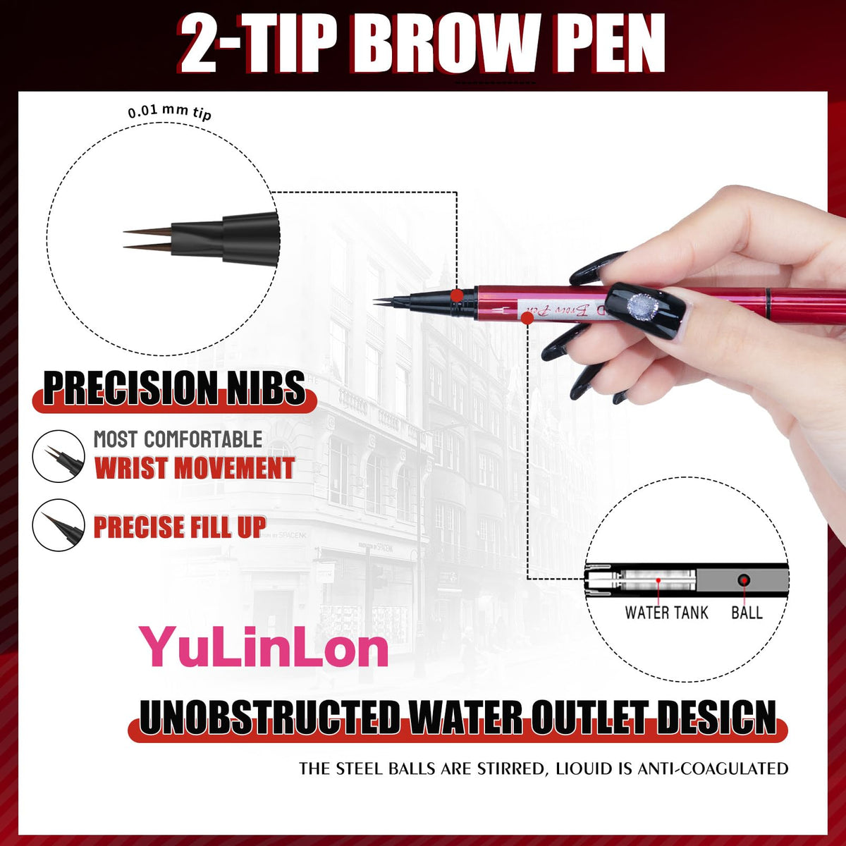 YuLinLon Double-Headed Brow Pen, Ultra-Precise Hair-Like Strokes, Long-Lasting Waterproof Makeup, Available in 5 Natural Shades (3#Dark Brown) YulinlonBuy Supplements Australia