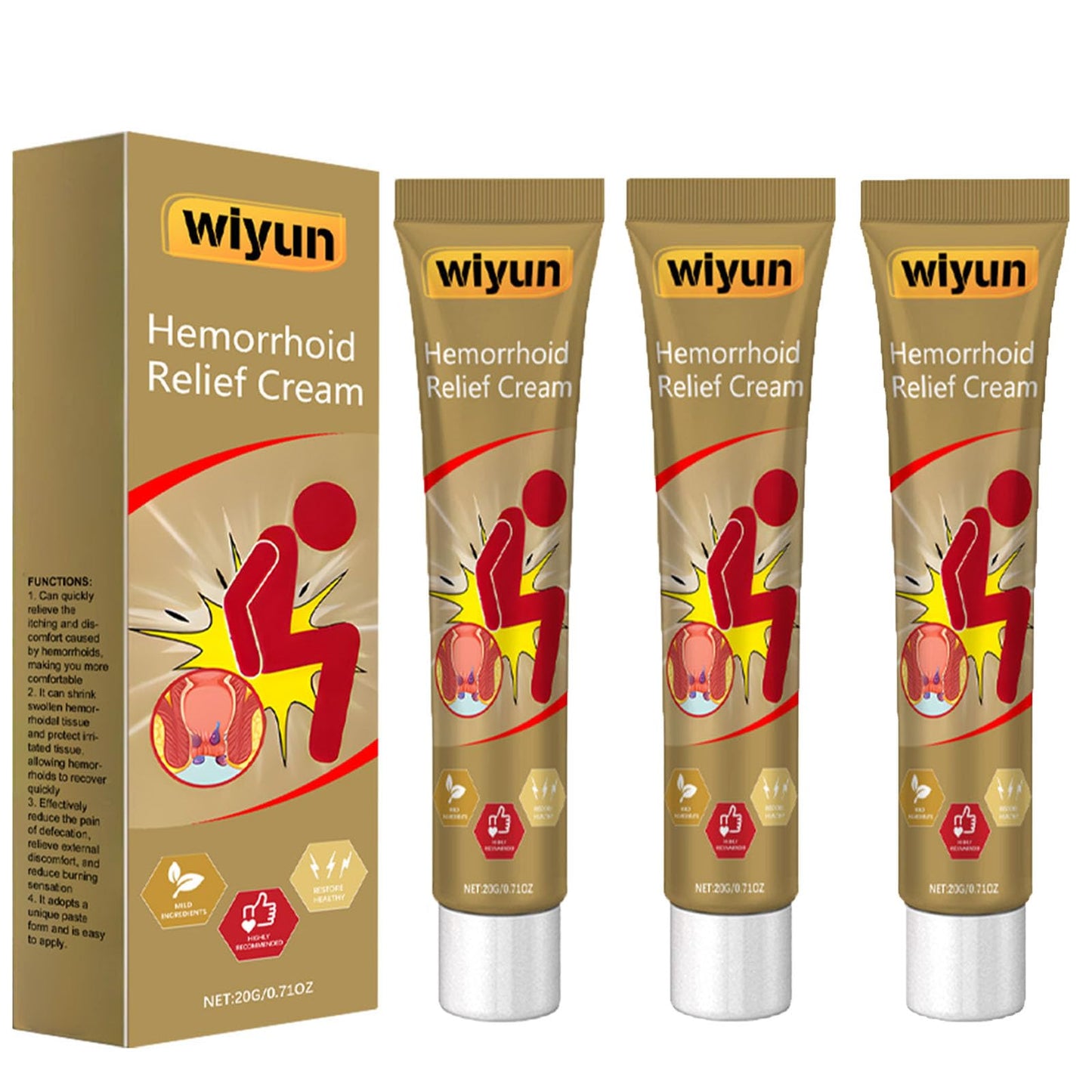 KUNLEN Herbal Hemorrhoids Cream, Chinese Hemorrhoid Creams, Body Care Cream for Men and Women (3pcs) KUNLENBuy Supplements Australia