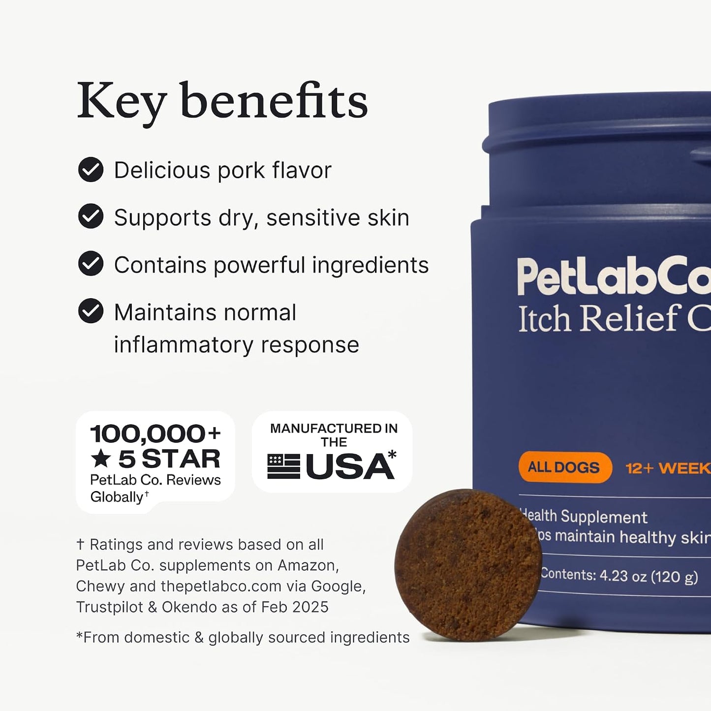 PetLab Co. Ear & Coat Support Bundle: Support Ear Health & Hygiene with Our Dog Ear Cleaner 4 Ounces & Itch Relief Chews Designed to Support Optimum Skin Condition & Maintain Skin Health 30 Count