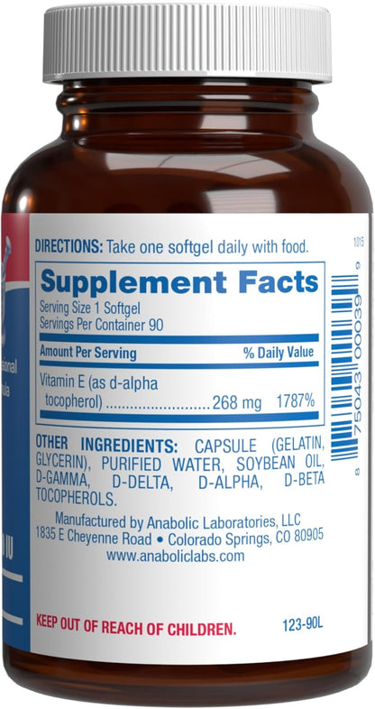 Vitamin E 400 IU Softgels - Clinical Formula Natural Vitamin E Supplement Complex with d-Alpha Tocopherol & Mixed Tocopherols for Hair Skin & Nails Plus Antioxidant Immune Support - 90 Servings
