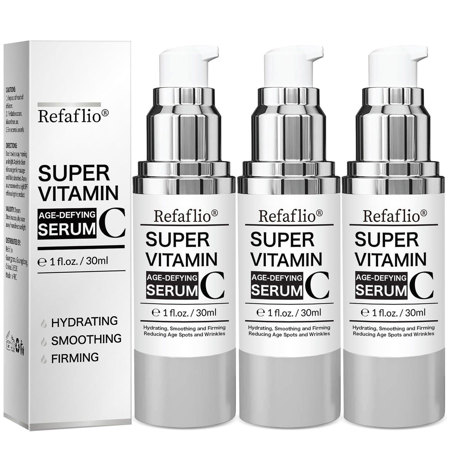 Super Vitamin C Serum for Women over 70, Rapid Anti Aging Cream, Face Lift Cream, Hydrates, Softens, Lifts and Firms, Fights Wrinkles, Advanced Super Serum C 3PCS. (90ml) RefaflioBuy Supplements Australia