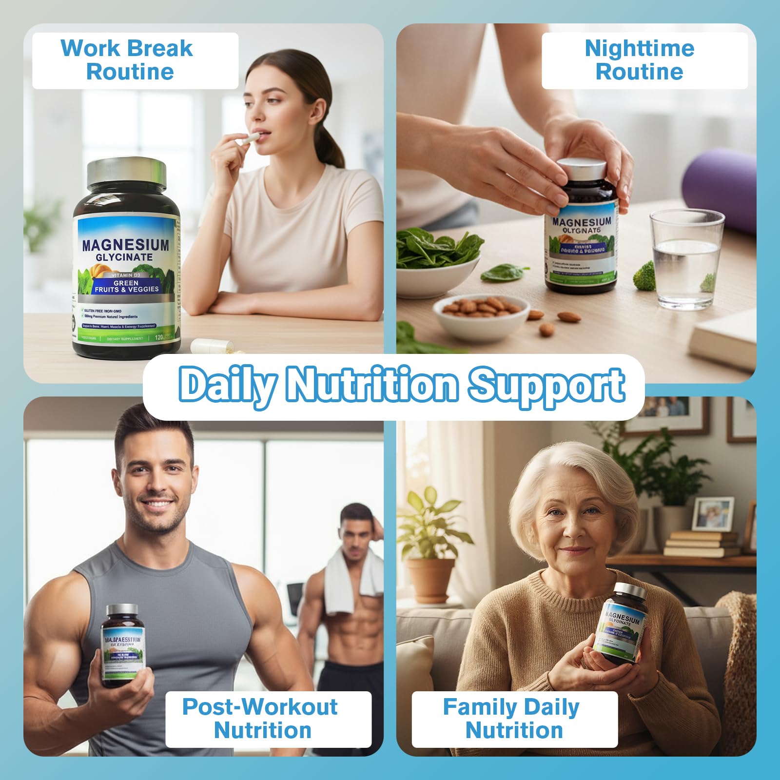 Magnesium Glycinate 500mg with Vitamin D3 – High Absorption Magnesium Supplement with Veggies Design – Supports Bone & Muscle Function and Energy – Non-GMO, Gluten-Free – 120 Veg Capsules FrexNutri buy supplements Au