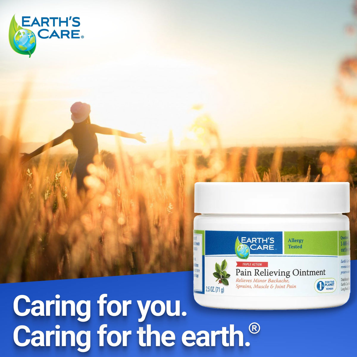 Earth's Care Triple Action Pain Relieving Ointment, No Parabens, Colors or Fragrances, Allergy-Tested 2.5 OZ. (2 Jars) Earth's CareBuy Supplements Australia