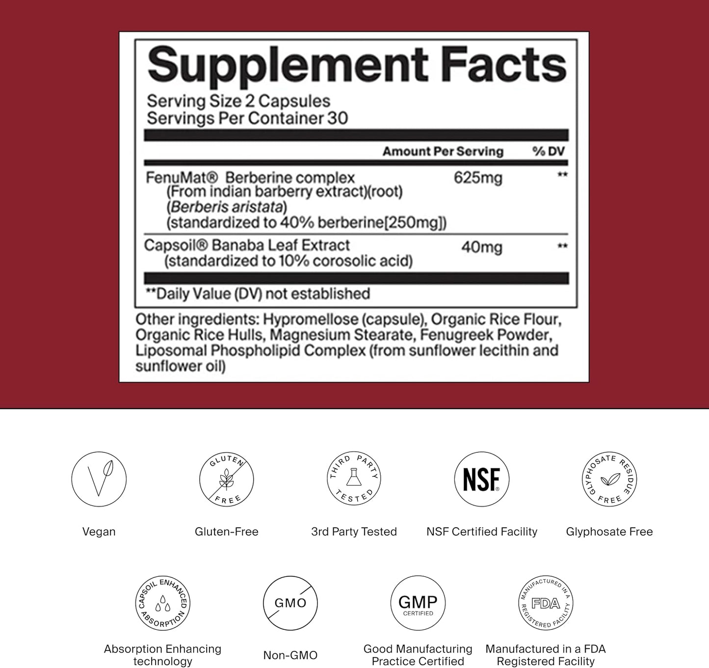 The Absorption Company Berberine, 60 Capsules, Enhanced Absorption | Bioavailable & Sustained Release, Liposomal, Stack with WLP-1