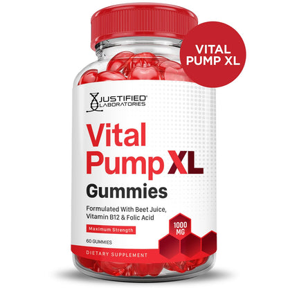 Justified Laboratories Vital Pump XL Performance Gummies 1000MG Advanced Formula Vital PumpXL Formulated with Beet Juice ACV Pomegranate Beet Powder B12 Vegan Non GMO 60 Gummys Justified LaboratoriesBuy Supplements Australia