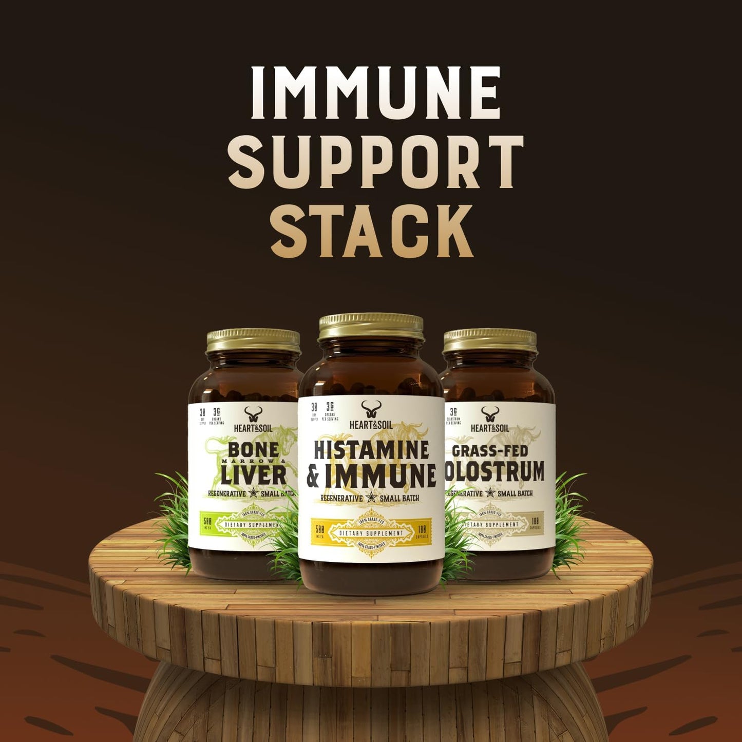 Immune Support Stack – Includes Histamine & Immune Supplement, Bone Marrow & Liver, Grass-Fed Colostrum for Digestive Health, Gut Balance, and Overall Wellness