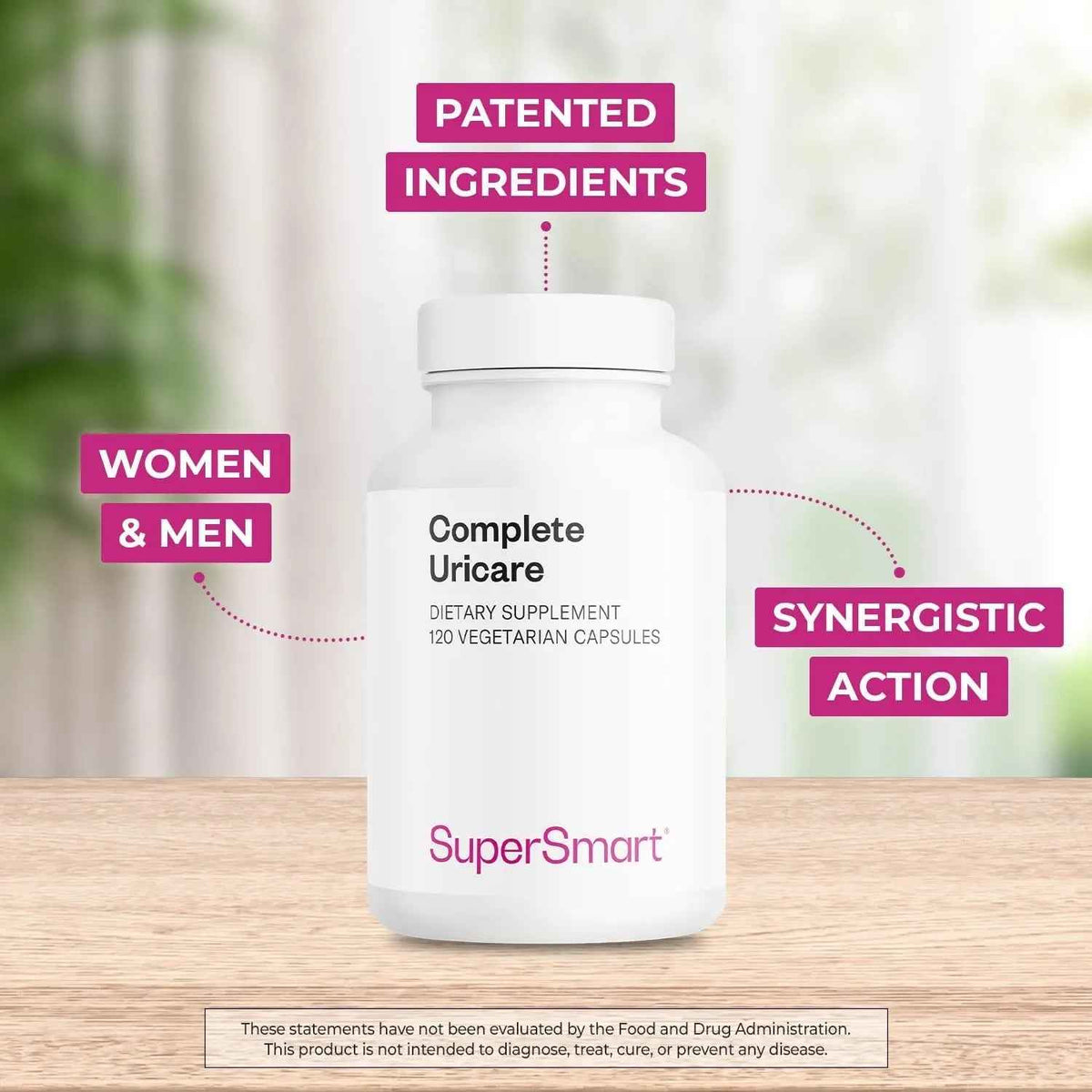 SuperSmart Complete Uricare (Patented & High Strength) - D-mannose, Go Less Pumpkin Seed, Varuna Bark - for Women & Men | Non-GMO & Gluten Free - 120 Vegetarian Capsules