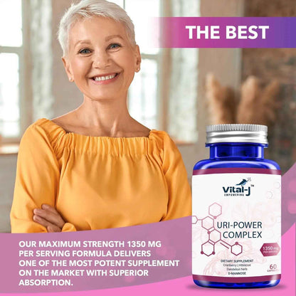 4-IN-1 URI POWER COMPLEX 1350mg - D Mannose, Cranberry, Hibiscus, and Dandelion Herb - Naturally Cleanse the Bladder and Urinary Tract 60 capsules – Specialized Approach for UTI Avoidance