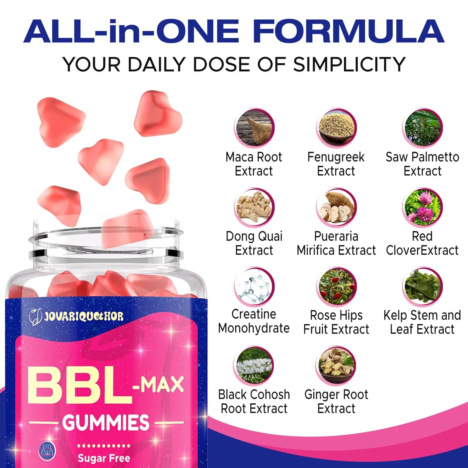 Jovariquethor Booty Gummies for Women - BBL Gummies with Multivitamins and Herbal Extracts - Peach Flavor - 60 Count Jovariquethor