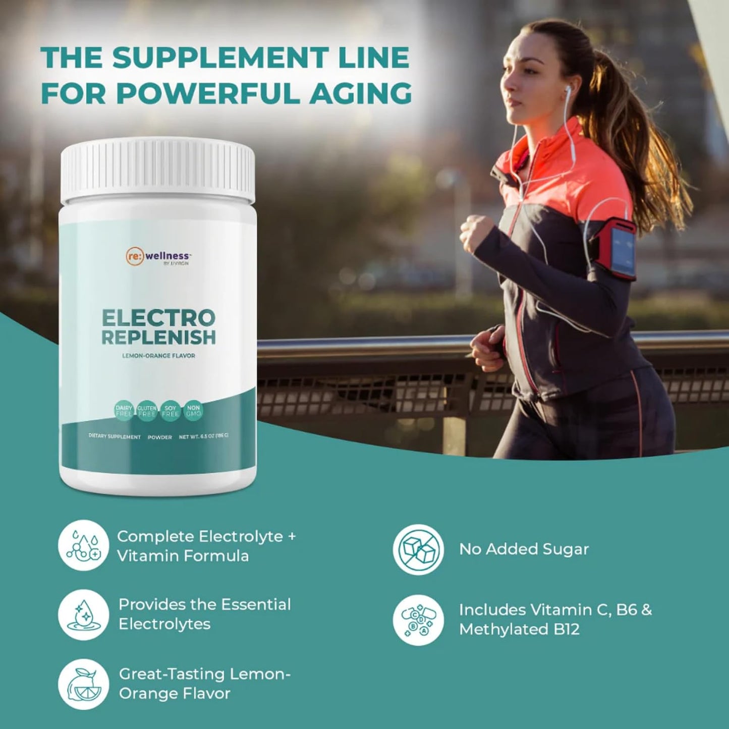 Reignite Wellness by JJ Virgin | ElectroReplenish Electrolyte Powder | Electrolyte Replacement & Hydration Powder for Energy Production | Naturally Flavored Lemon-Orange | 30 Servings