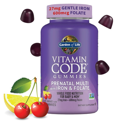 Essential Prenatal Gummy Vitamins for Women with Iron: Folate, Biotin, D3 & B12 + Probiotics for Digestion, Vitamin Code Multivitamin Garden of Life
