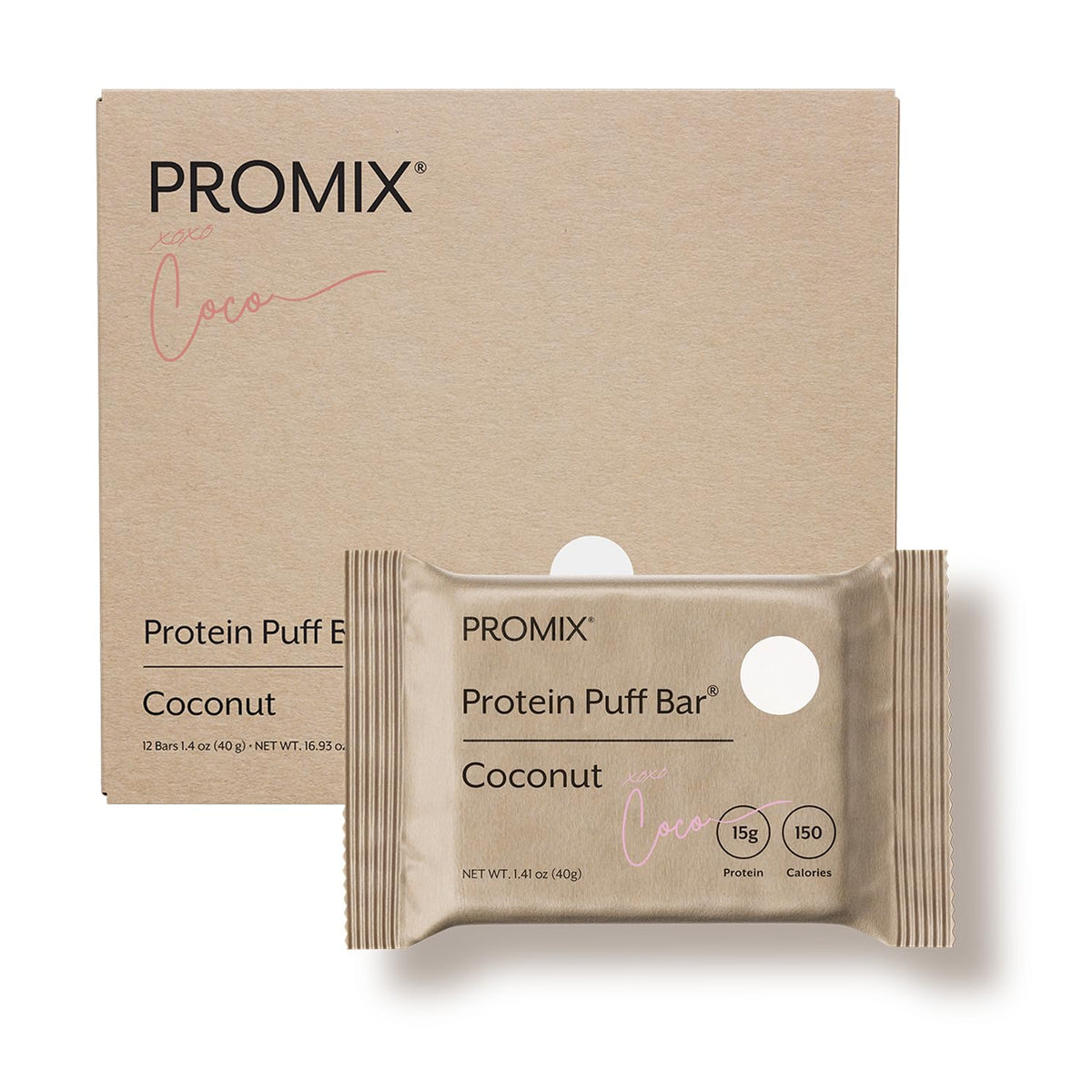 ProMix Nutrition Protein Puff Bars - Variety Pack - Vanilla, Chocolate, Strawberry, Blueberry - Marshmallow Crispy Treat - High Protein & Low Calorie - 12 Bars