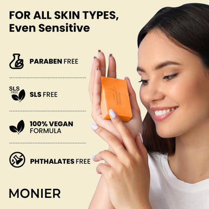 MONIER Kojic Acid Soap - Dark Spot Remover Soap Bars - with Collagen | with Collagen, Turmeric, Coconut Oil, Vitamin C, Vitamin E, Moisturizing & Nourishing, Original Japanese Complex