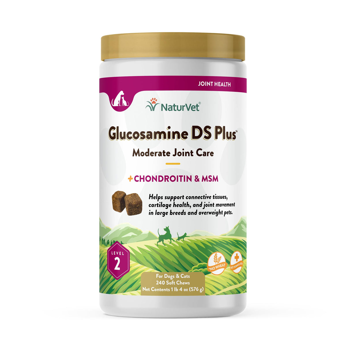 NaturVet – Glucosamine DS Plus - Level 2 Moderate Care – Supports Healthy Hip & Joint Function – Enhanced with Glucosamine, MSM & Chondroitin – for Dogs & Cats – 240 Soft Chews NaturVetBuy Supplements Australia